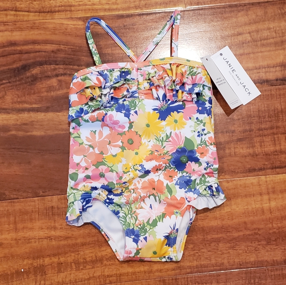 Janie and Jack NWT 12-18 months multi colored floral swimsuit